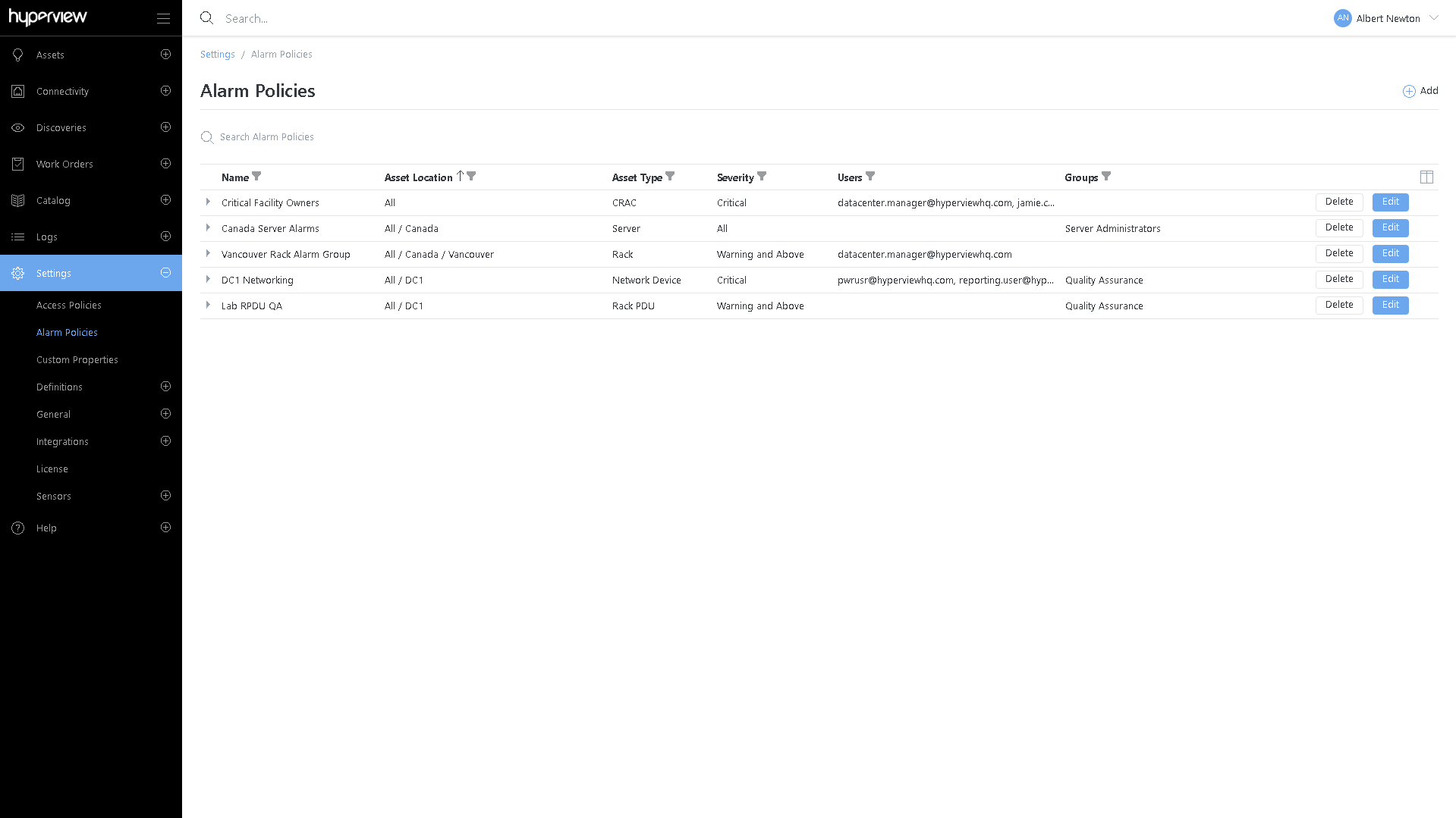 New Alarm Policies Feature and Product Enhancements - Hyperview
